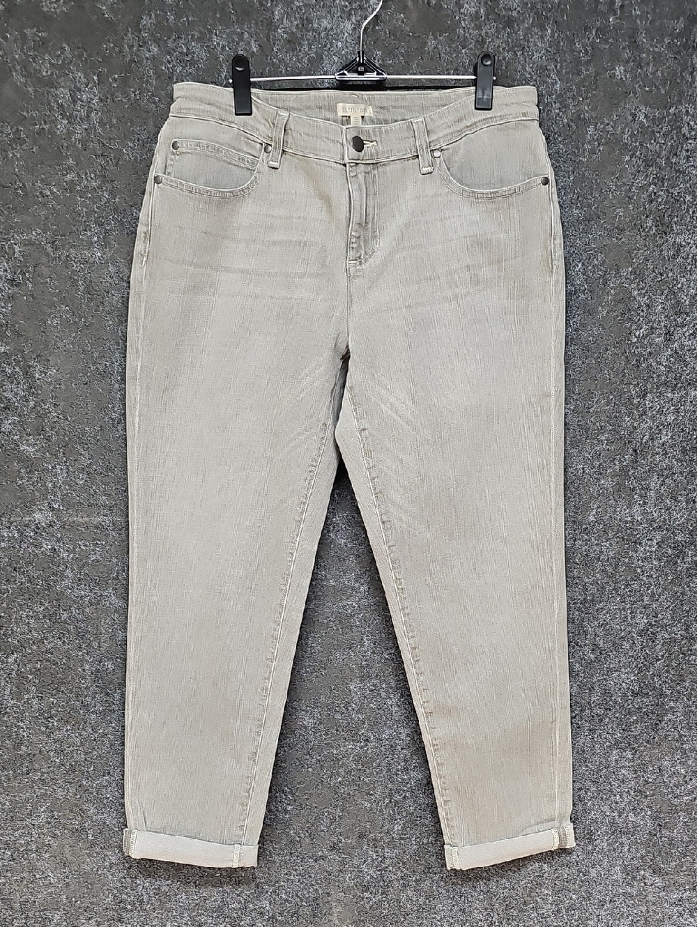 Eileen Fisher Boyfriend Jeans, Rolled Cuffs, Vtg Gray, Soft Cotton, Size 10, NEW